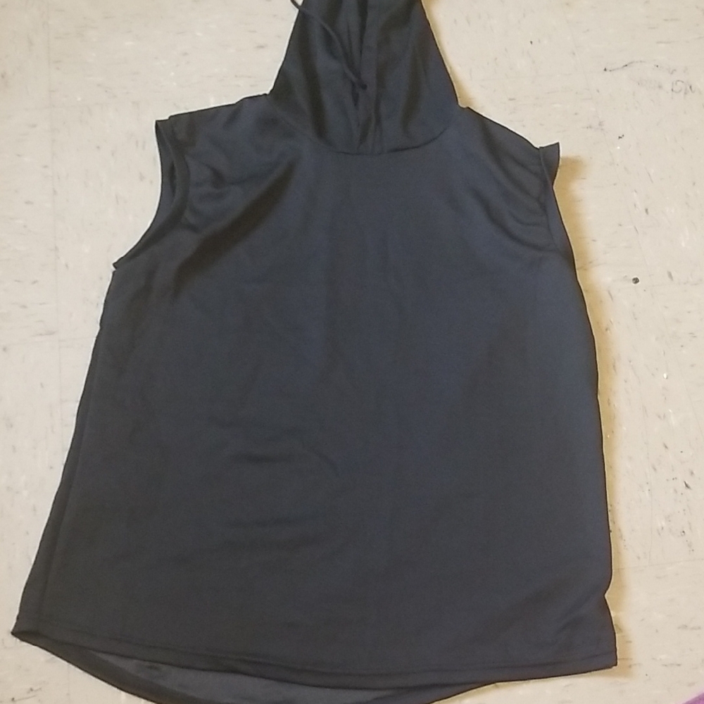 Sleeveless Black Hooded Top